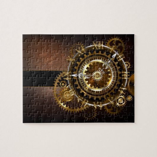 Steampunk-klok met antiek tandwiel legpuzzel (Horizontaal)