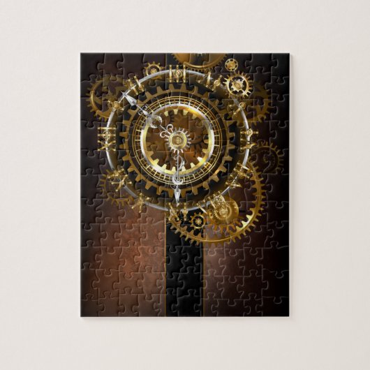 Steampunk-klok met antiek tandwiel legpuzzel (Verticaal)