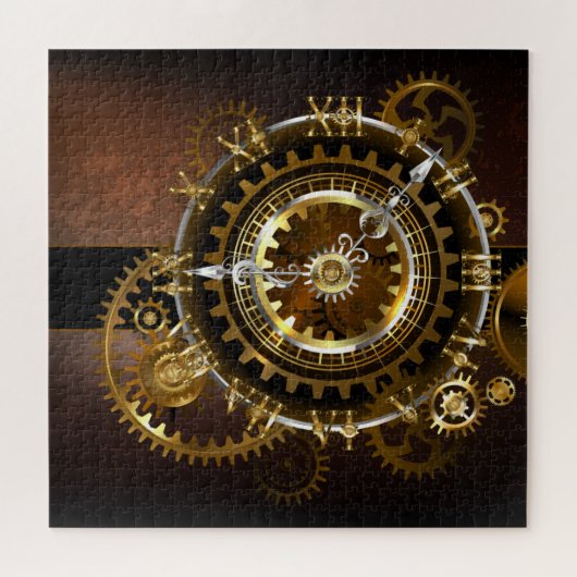 Steampunk-klok met antiek tandwiel legpuzzel (Horizontaal)