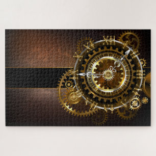 Steampunk-klok met antiek tandwiel legpuzzel