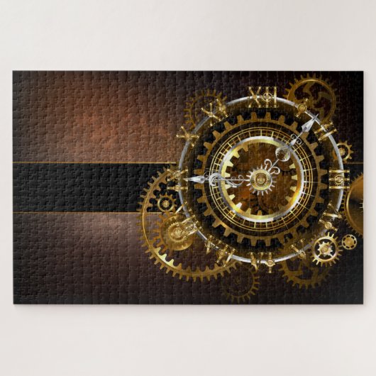 Steampunk-klok met antiek tandwiel legpuzzel (Horizontaal)