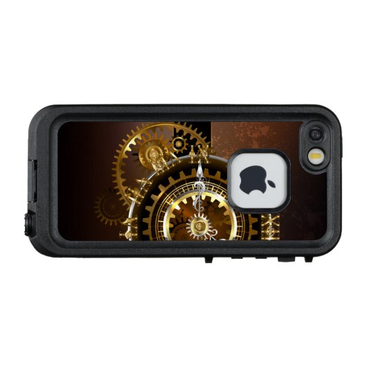 Steampunk-klok met antiek tandwiel LifeProof iPhone hoesje (Achterkant (horizontaal))