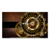Steampunk-klok met antiek tandwiel magnetisch visitekaartje (Voorkant)