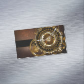 Steampunk-klok met antiek tandwiel magnetisch visitekaartje (Voorbeeld)