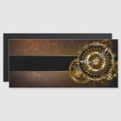 Steampunk-klok met antiek tandwiel magnetische uitnodiging (Voorkant / Achterkant)