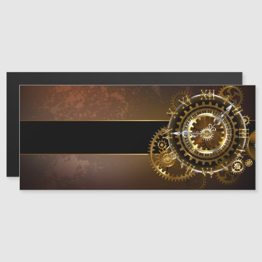 Steampunk-klok met antiek tandwiel magnetische uitnodiging (Voorkant / Achterkant)