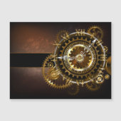 Steampunk-klok met antiek tandwiel magnetische uitnodiging (Voorkant)