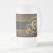 Steampunk-klok met antiek tandwiel matglas bierpul (Voorkant rechts)