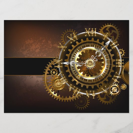 Steampunk-klok met antiek tandwiel menu (Voorkant)