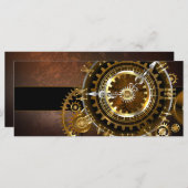 Steampunk-klok met antiek tandwiel menu (Voorkant / Achterkant)