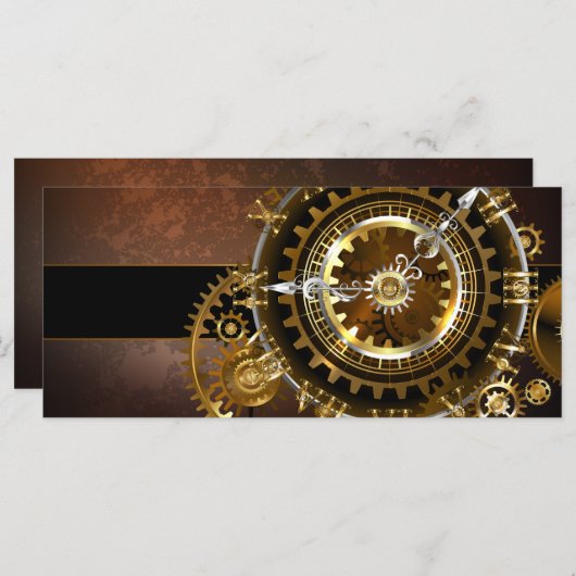 Steampunk-klok met antiek tandwiel menu (Voorkant / Achterkant)
