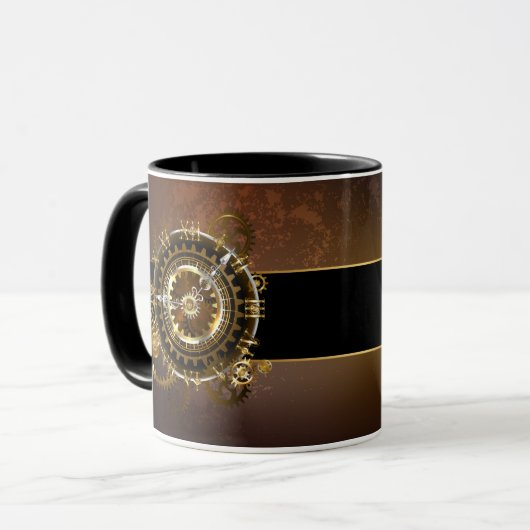 Steampunk-klok met antiek tandwiel mok (Voorkant links)