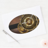 Steampunk-klok met antiek tandwiel ovale sticker (Envelop)