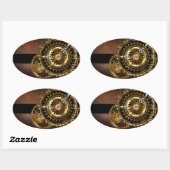 Steampunk-klok met antiek tandwiel ovale sticker (Vel)