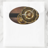 Steampunk-klok met antiek tandwiel ovale sticker (Tas)