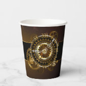 Steampunk-klok met antiek tandwiel papieren bekers (Achterkant)