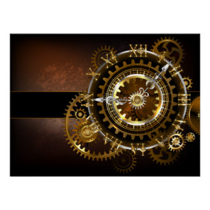 Steampunk-klok met antiek tandwiel perfect poster