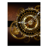 Steampunk-klok met antiek tandwiel perfect poster (Voorkant)