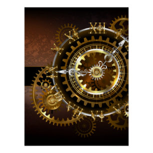 Steampunk-klok met antiek tandwiel perfect poster