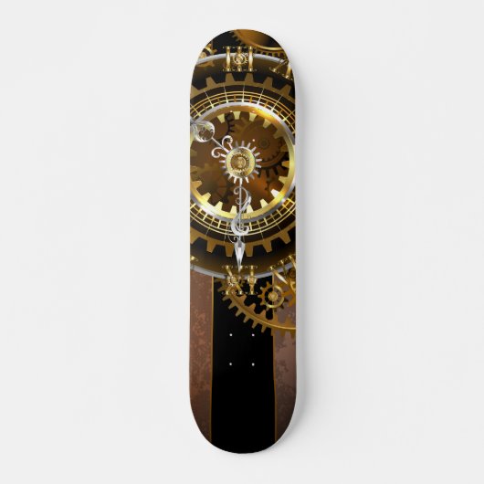 Steampunk-klok met antiek tandwiel persoonlijk skateboard (Voorkant)
