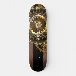 Steampunk-klok met antiek tandwiel persoonlijk skateboard