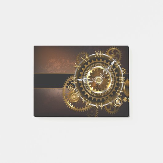 Steampunk-klok met antiek tandwiel post-it® notes (Voorkant)