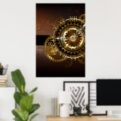 Steampunk-klok met antiek tandwiel poster (Thuiskantoor)