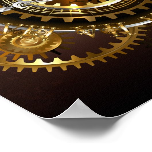 Steampunk-klok met antiek tandwiel poster (Hoek)