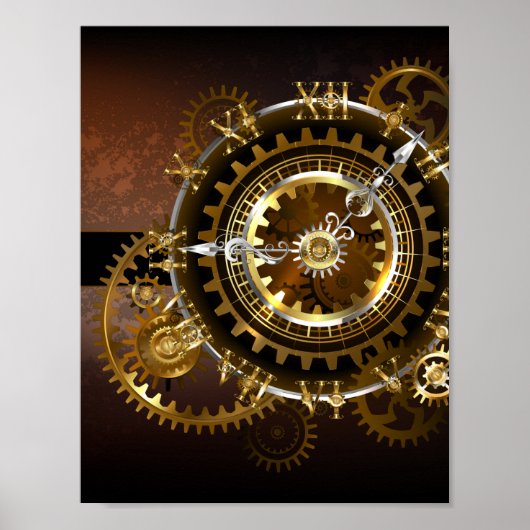 Steampunk-klok met antiek tandwiel poster (Voorkant)