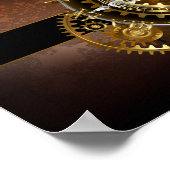 Steampunk-klok met antiek tandwiel poster (Hoek)