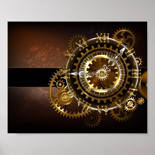 Steampunk-klok met antiek tandwiel poster (Voorkant)