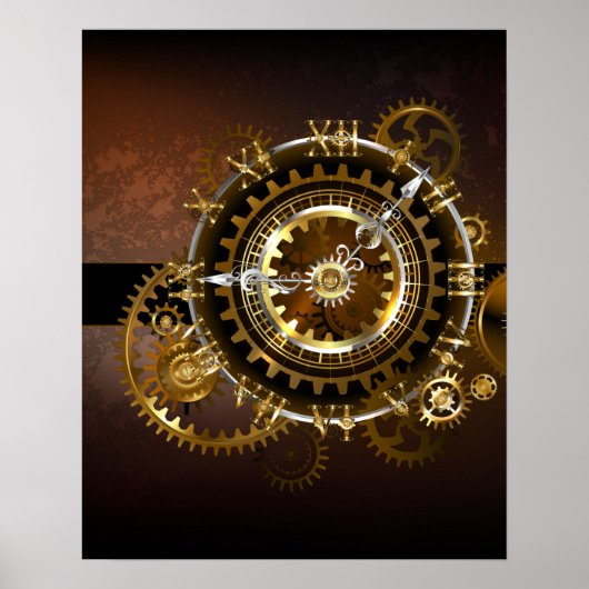 Steampunk-klok met antiek tandwiel poster (Voorkant)