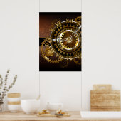 Steampunk-klok met antiek tandwiel poster (Keuken)