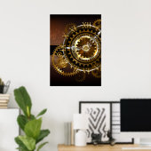 Steampunk-klok met antiek tandwiel poster (Thuiskantoor)