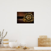 Steampunk-klok met antiek tandwiel poster (Keuken)