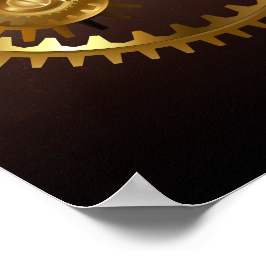 Steampunk-klok met antiek tandwiel poster (Hoek)