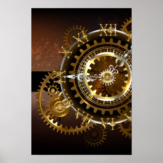 Steampunk-klok met antiek tandwiel poster (Voorkant)