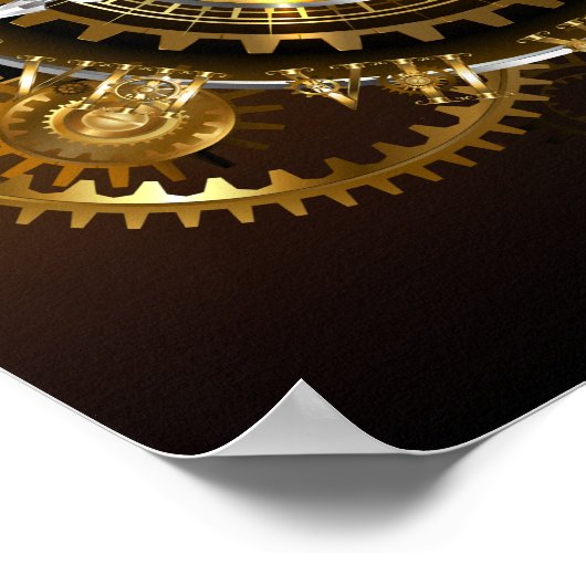 Steampunk-klok met antiek tandwiel poster (Hoek)