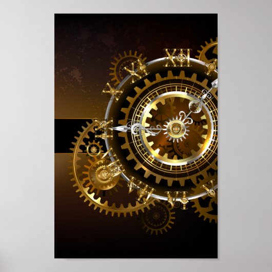 Steampunk-klok met antiek tandwiel poster (Voorkant)