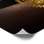 Steampunk-klok met antiek tandwiel poster (Hoek)