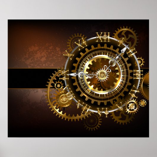 Steampunk-klok met antiek tandwiel poster (Voorkant)