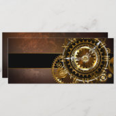 Steampunk-klok met antiek tandwiel programmakaart (Voorkant / Achterkant)