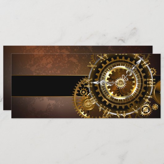 Steampunk-klok met antiek tandwiel programmakaart (Voorkant / Achterkant)