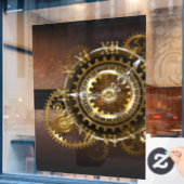 Steampunk-klok met antiek tandwiel raamsticker (Cafe Raam)