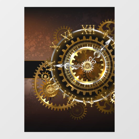 Steampunk-klok met antiek tandwiel raamsticker (Vel)