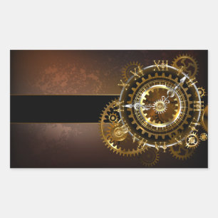 Steampunk-klok met antiek tandwiel rechthoekige sticker