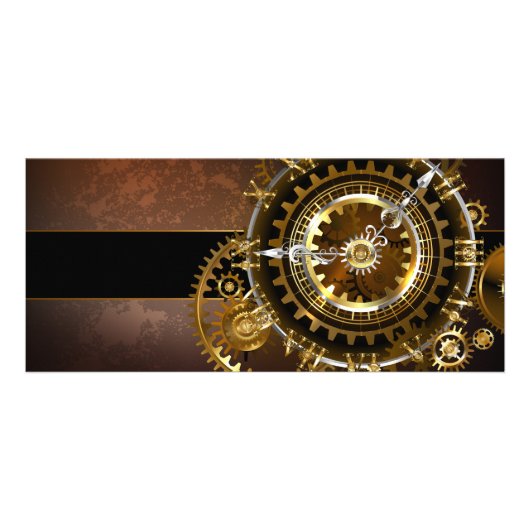 Steampunk-klok met antiek tandwiel reclamekaart (Voorkant)