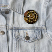 Steampunk-klok met antiek tandwiel ronde button 5,7 cm (In situ)