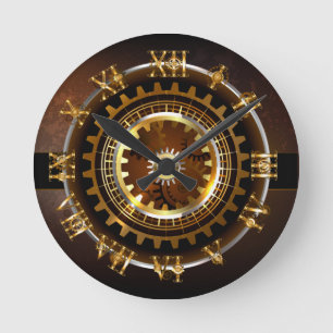 Steampunk-klok met antiek tandwiel ronde klok