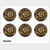 Steampunk-klok met antiek tandwiel ronde sticker (Vel)